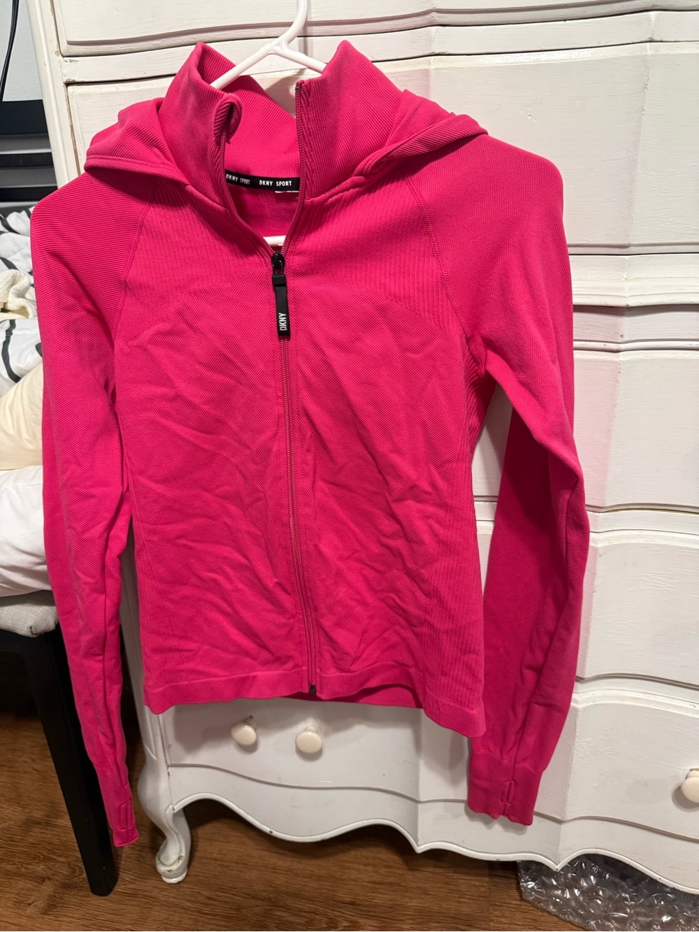 DKNY Hot Pink Hooded Zip-Up Jacket